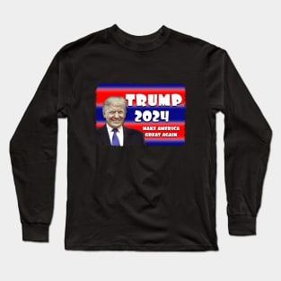 Cartoon TRUMP 2024 MAKE AMERICA GREAT AGAIN Long Sleeve T-Shirt